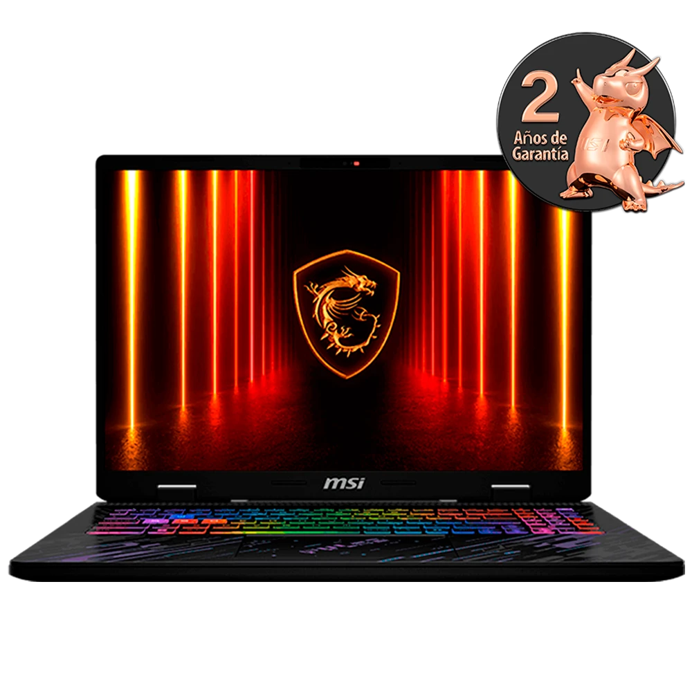Portátil Gamer MSI Pulse A16 AI+ C3HWFKG · 16" · AMD Ryzen AI 7 350 · RTX 5060 8GB · RAM 16GB DDR5 · SSD M.2 1TB · Windows 11 Home · Teclado Español